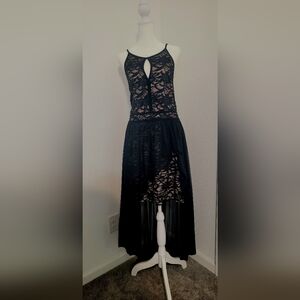 David's Bridal Black Lace High Low Dress